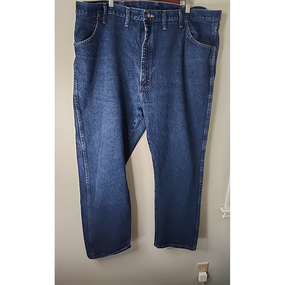 Rustler Mens Straight Leg Regular Fit Dark Wash Denim Jeans 46X30 Blue